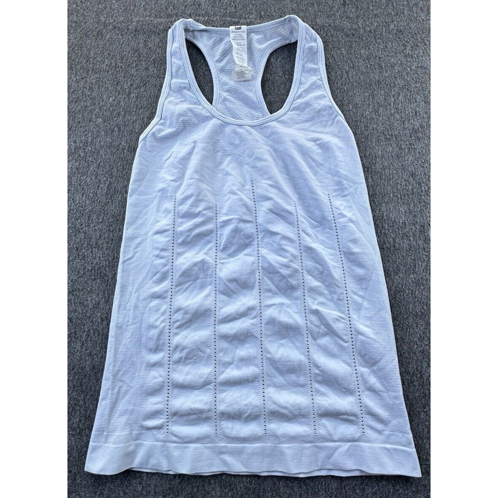 Fabletics Tank Womens Small Light Gray Stretch Eyelet Athleisure‎ Racerback